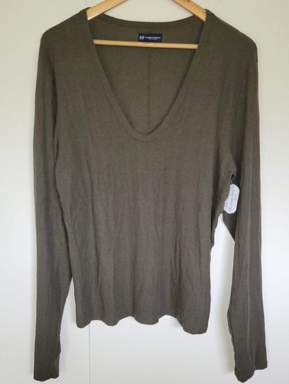 Gap XXL Tall Olive Green Ribbed Long Sleeve Top